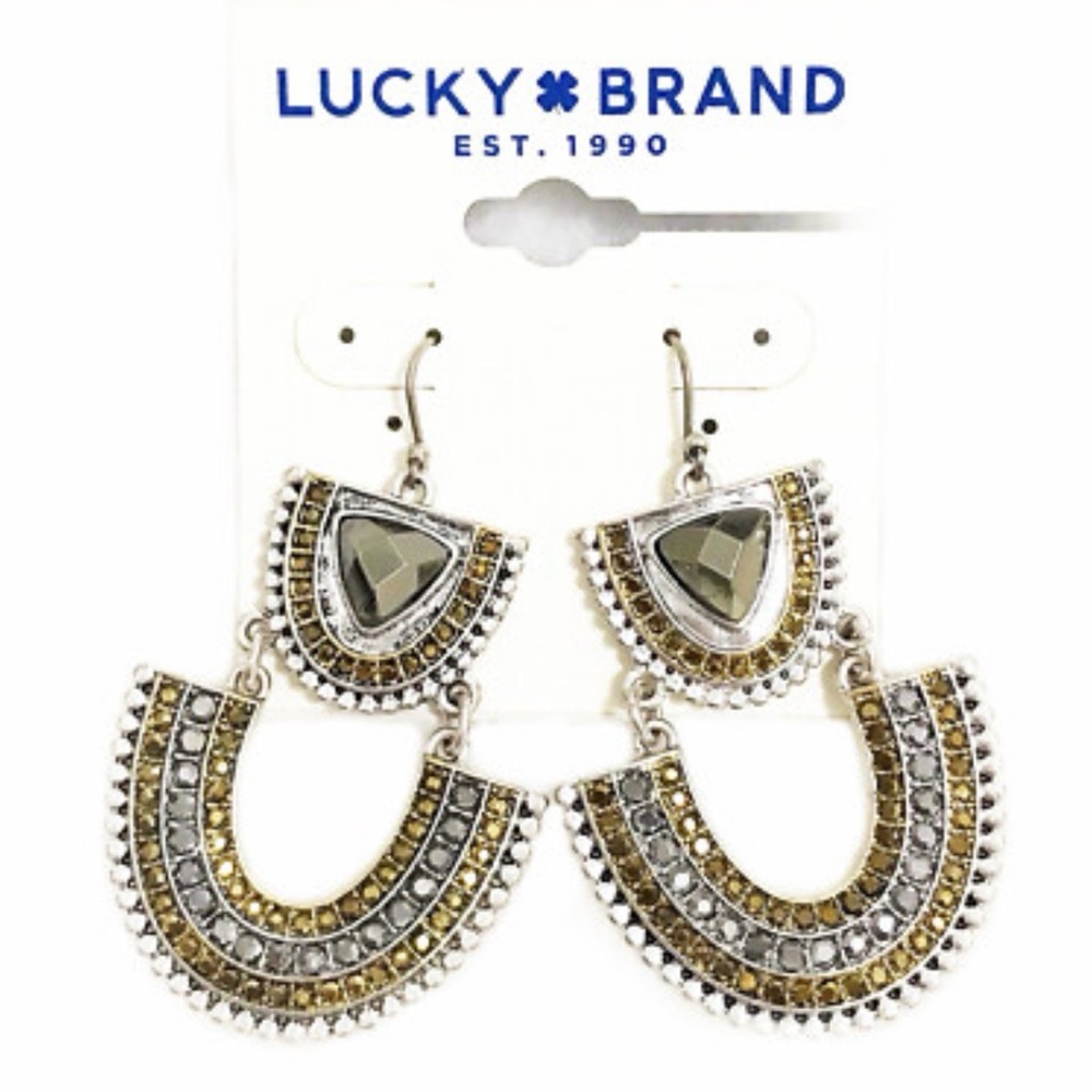 Silver and Gold pave Dangle Earrings